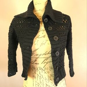 Vintage Bandolino Crochet Cowl Neck Button Cardigan. sz S